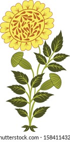 Beautiful hand drawn colour full  realistic floral vector motif drawing.