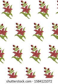 Beautiful hand drawn colour full  realistic floral repeat vector motif drawing.