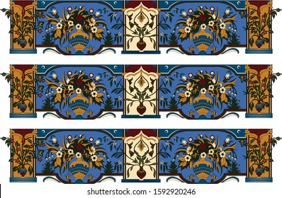 Beautiful hand drawn colour full vase border.