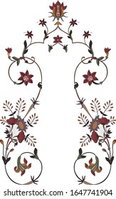Beautiful hand drawn colour full floral motif