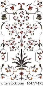 Beautiful hand drawn colour full floral motif