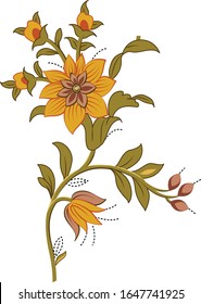 Beautiful hand drawn colour full floral motif