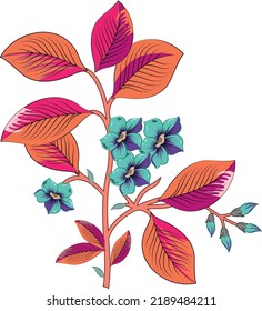 Beautiful hand drawn colour full floral motif