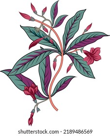 Beautiful hand drawn colour full leaves with flowers