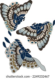 beautiful hand drawn colour full embroidery feel butterflys