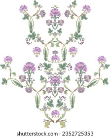 Beautiful hand drawn colour full floral motifs