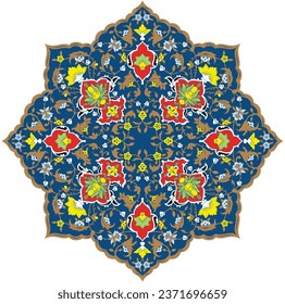 Beautiful hand drawn colour full islamic floral motif.