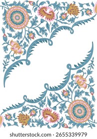 Desenhado à mão bonito cor desenho floral completo.
