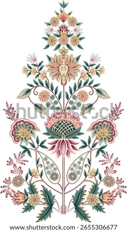 Beautiful hand drawn colour full floral motifs