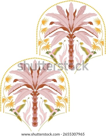 Beautiful hand drawn colour full tree pattern 