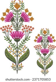 Beautiful hand drawn colour fulll floral motif.