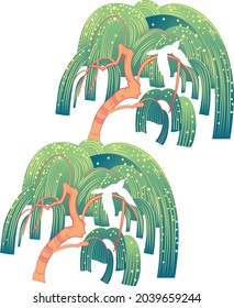 Beautiful hand drawn colourful tree