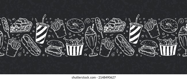 Beautiful Hand Drawn Delicious Fast Food Stock Vector (Royalty Free ...