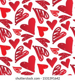 Beautiful hand drawn doodle pattern background with hearts