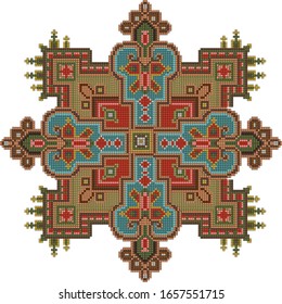 Beautiful hand drawn embroidered cross-stitch pattern 