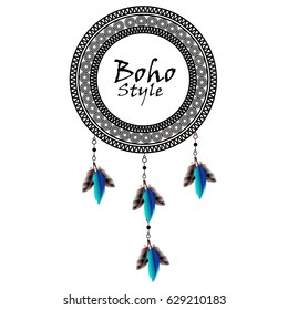 Beautiful hand drawn ethnic elements. Black and white tribal vector template for your design 