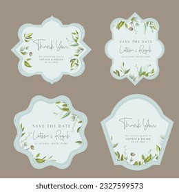 beautiful hand drawn eucalyptus leaves label collection