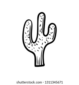 Beautiful hand drawn fashion cactus icon. Hand drawn black sketch. Sign / symbol / doodle. Isolated on white background. Flat design. Vector illustration.