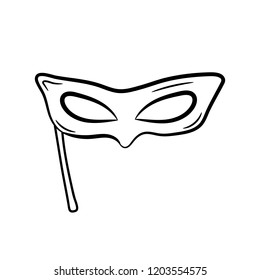 Beautiful hand drawn fashion mask icon. Hand drawn black sketch. Sign / symbol / doodle. Isolated on white background. Flat design. Vector illustration.