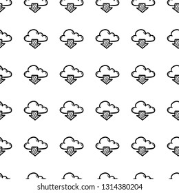 Beautiful hand drawn fashion seamless pattern cloud and arrow icon. Hand drawn black sketch. S solated on white background. Flat design. Vector illustration.