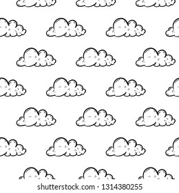 Beautiful hand drawn fashion seamless pattern cloud icon. Hand drawn black sketch.  isolated on white background. Flat design. Vector illustration.
