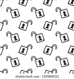 Beautiful hand drawn fashion seamless pattern lock icon. Hand drawn black sketch. Sign / symbol / doodle. Isolated on white background. Flat design. Vector illustration.