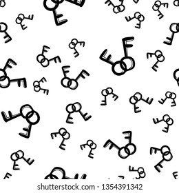Beautiful hand drawn fashion seamless pattern key icon. Hand drawn black sketch. Sign / symbol / doodle. Isolated on white background. Flat design. Vector illustration.