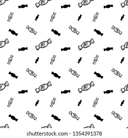 Beautiful hand drawn fashion seamless pattern candy icon. Hand drawn black sketch. Sign / symbol / doodle. Isolated on white background. Flat design. Vector illustration.