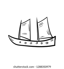 Beautiful hand drawn fashion ship icon. Hand drawn black sketch. Sign / symbol / doodle. Isolated on white background. Flat design. Vector illustration.