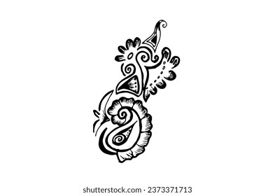 Beautiful hand drawn floral art with spirals isolated on white background - vector illustration