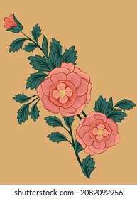 Beautiful hand drawn floral element