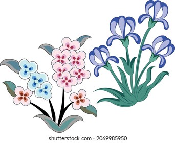 Beautiful hand drawn floral motif on white background.