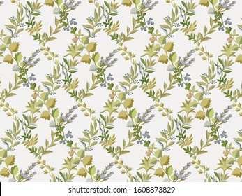 Beautiful hand drawn Floral pattern of small flowers.