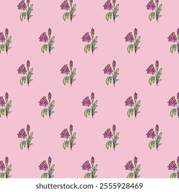 Beautiful Hand Drawn Floral Pattern Pink Background