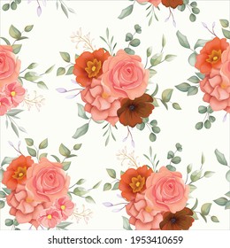 Beautiful hand drawn floral seamless pattern with boho floral ornament