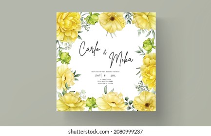 Beautiful hand drawn floral watercolor wedding invitation card set