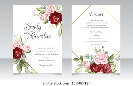 beautiful hand drawn floral wedding invitation card template