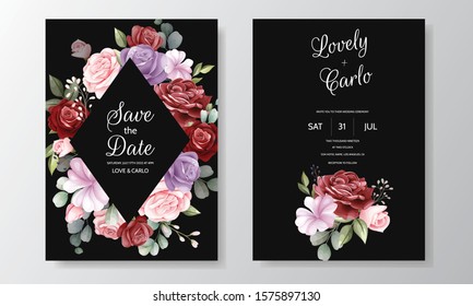 beautiful hand drawn floral wedding invitation card template