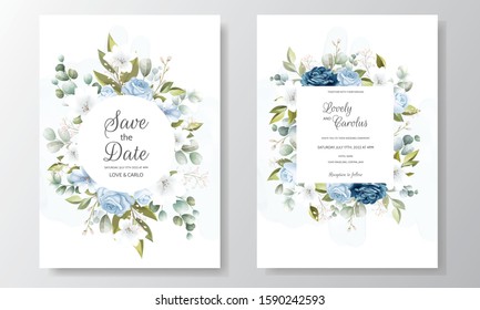 Beautiful Hand Drawn Floral Wedding Invitation Card