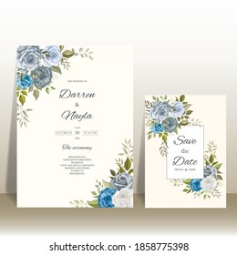 Beautiful hand drawn floral wedding invitation template design