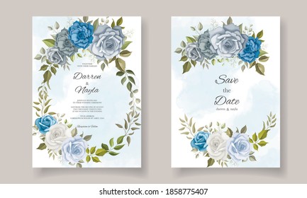 Beautiful hand drawn floral wedding invitation template design