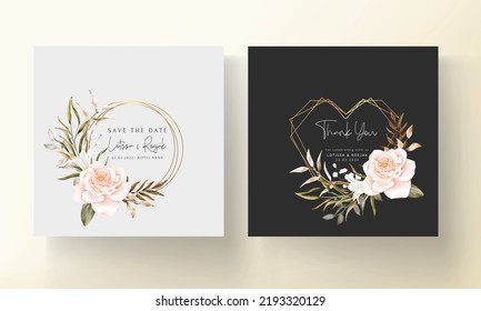 Beautiful hand drawn flower wedding invitation card set