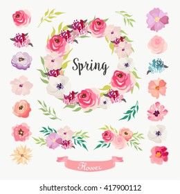 Beautiful Hand Drawn Flower Wreath Vector Design