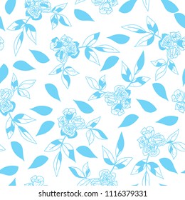 Beautiful hand drawn garden flowers classic design background seamless pattern vector