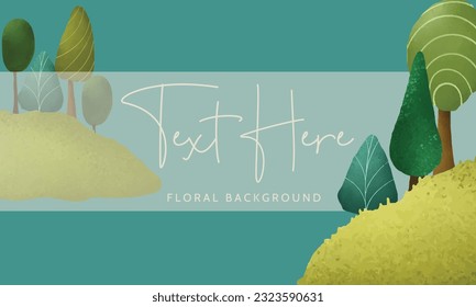 beautiful hand drawn greenery scenery and tree background