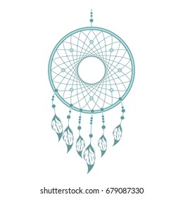 Beautiful hand drawn illustration dreamcatcher. Boho style dreamcatcher. 