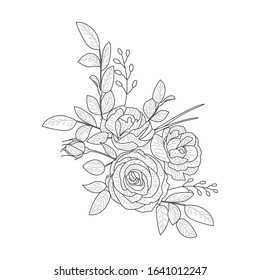 Beautiful hand drawn illustration of peony on a white background.