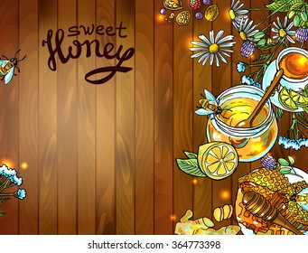 Beautiful hand drawn illustration sweet honey for your design