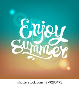 beautiful hand drawn lettering enjoy summer for your design