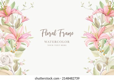 beautiful hand drawn lily wedding invitation card set
